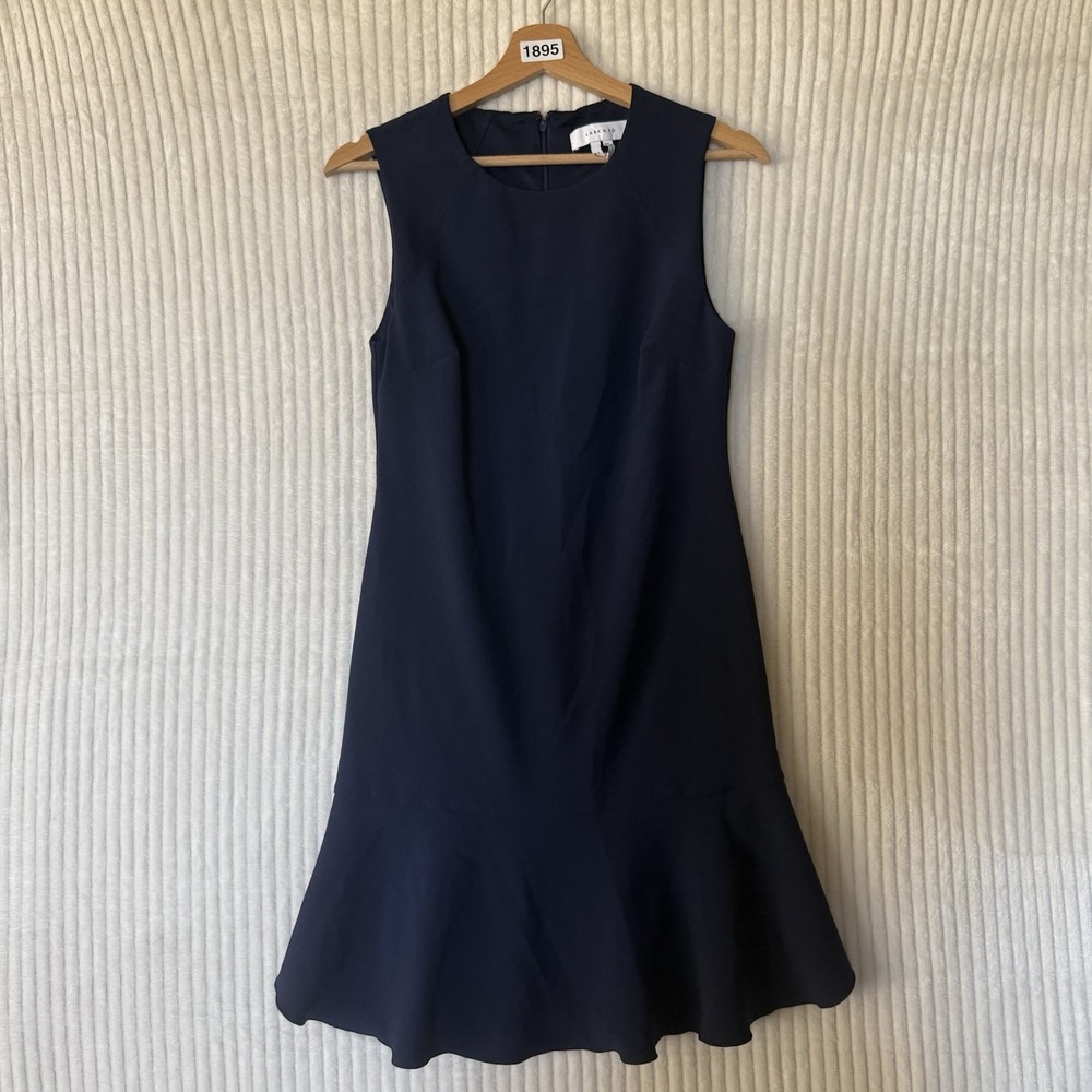 Lark & Ro Women's Sleeveless Ruffle Hem Sheath Dress, Navy Size 0